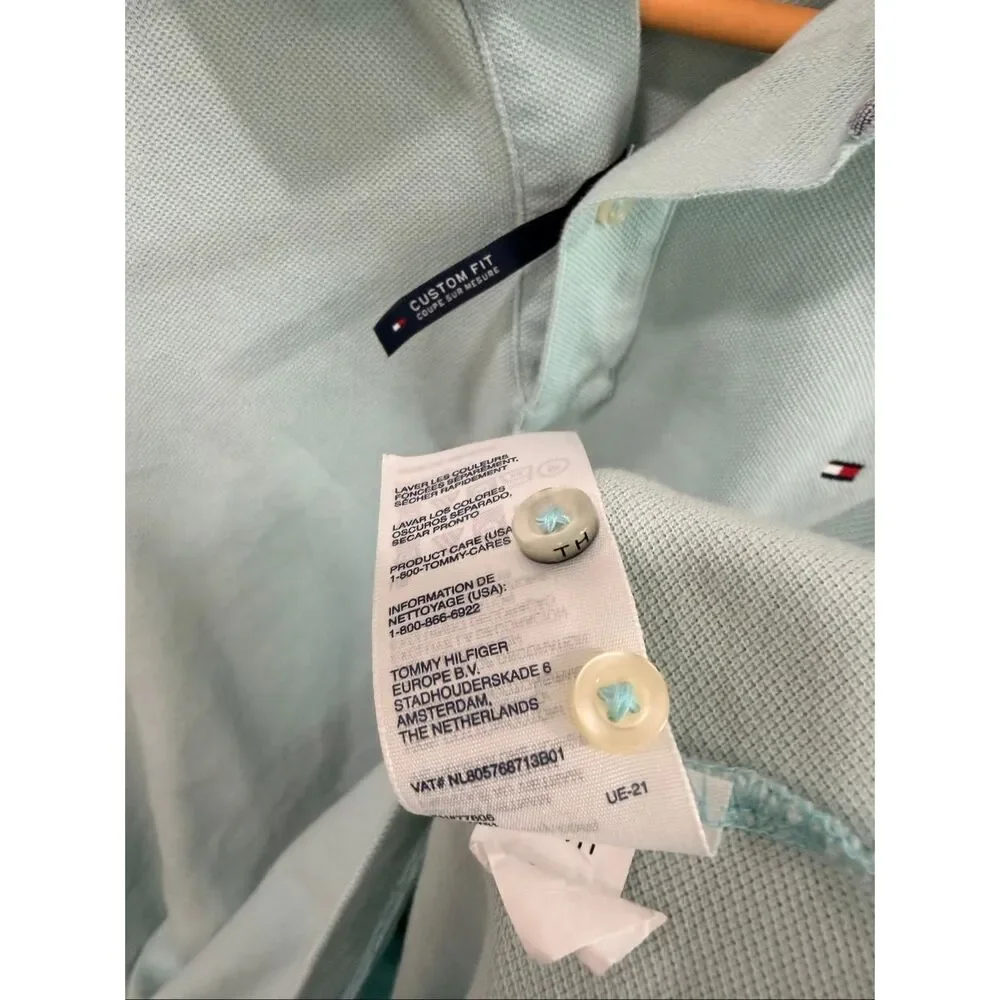 Tommy‎ Hilfiger Polo Shirt Mint Green XXL Cotton